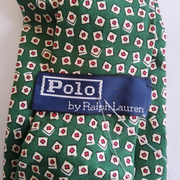 New Polo by Ralph Lauren Silk Green Patterned Tie